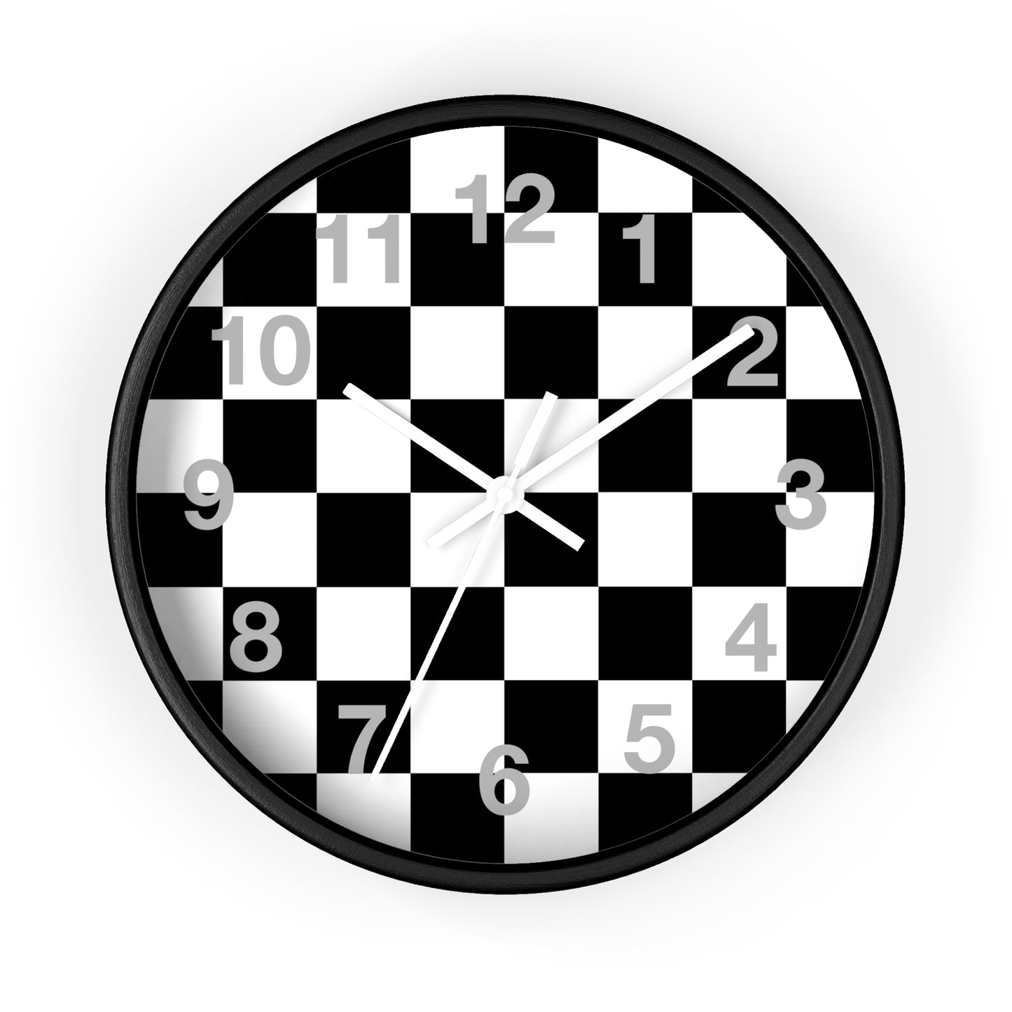 Checkered Black & White Wall Clock, Numbers