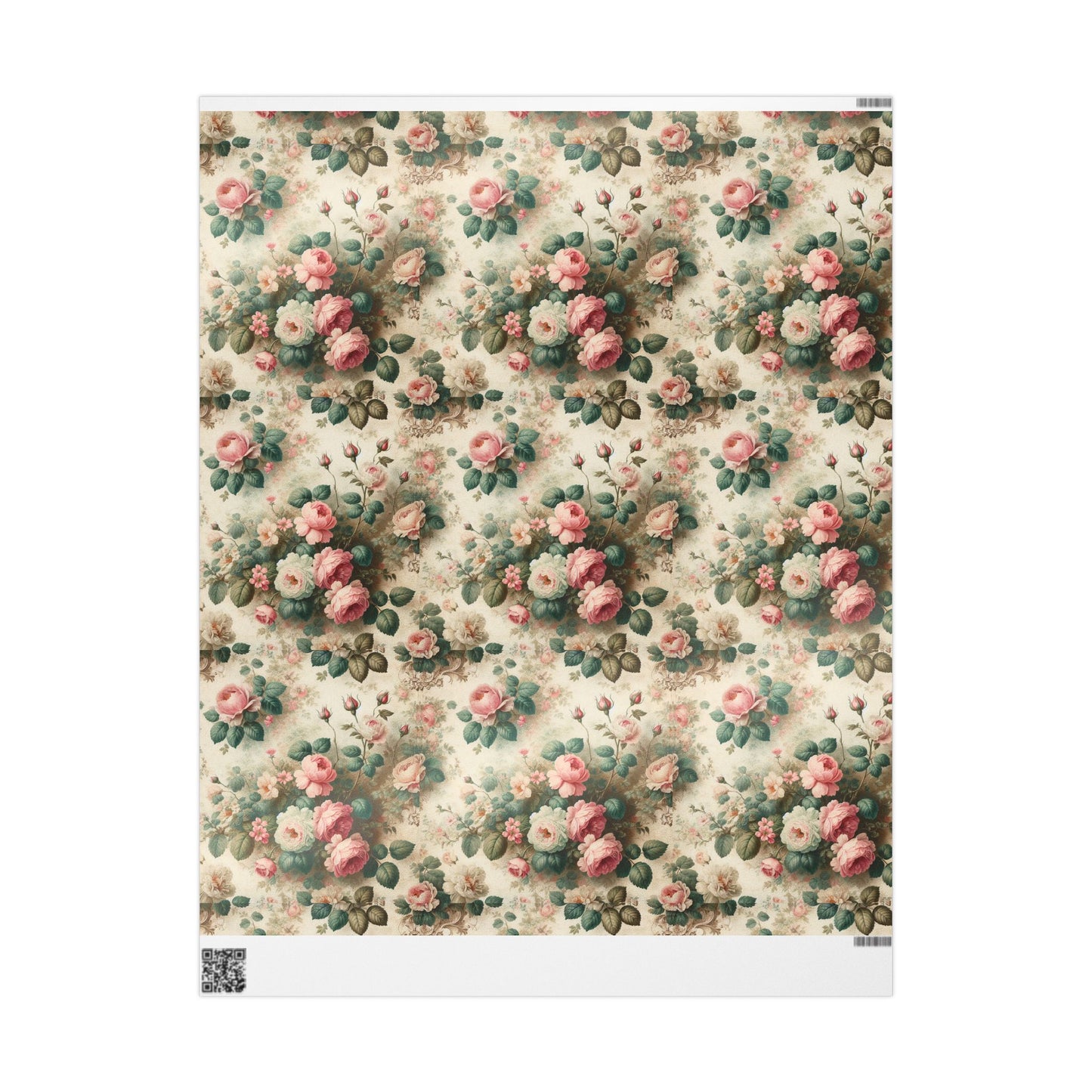 Old Fashioned Roses Wrapping Paper, Pink & Green, 3 Sizes, 2 Finishes