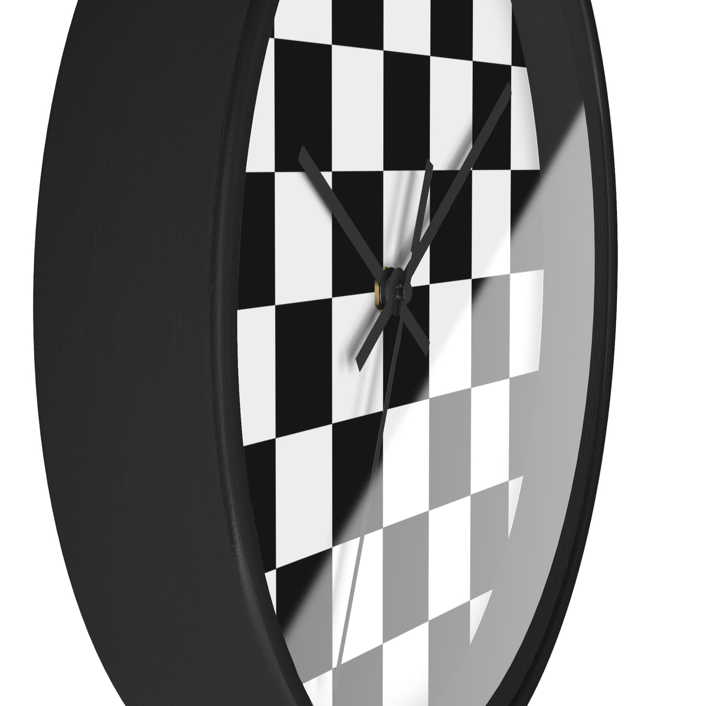 Checkered Black & White Wall Clock, No Numbers